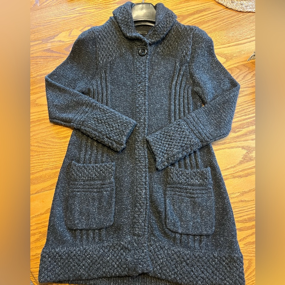 Prana Elsin like new Charcoal Knit Wool blend long Cardigan S